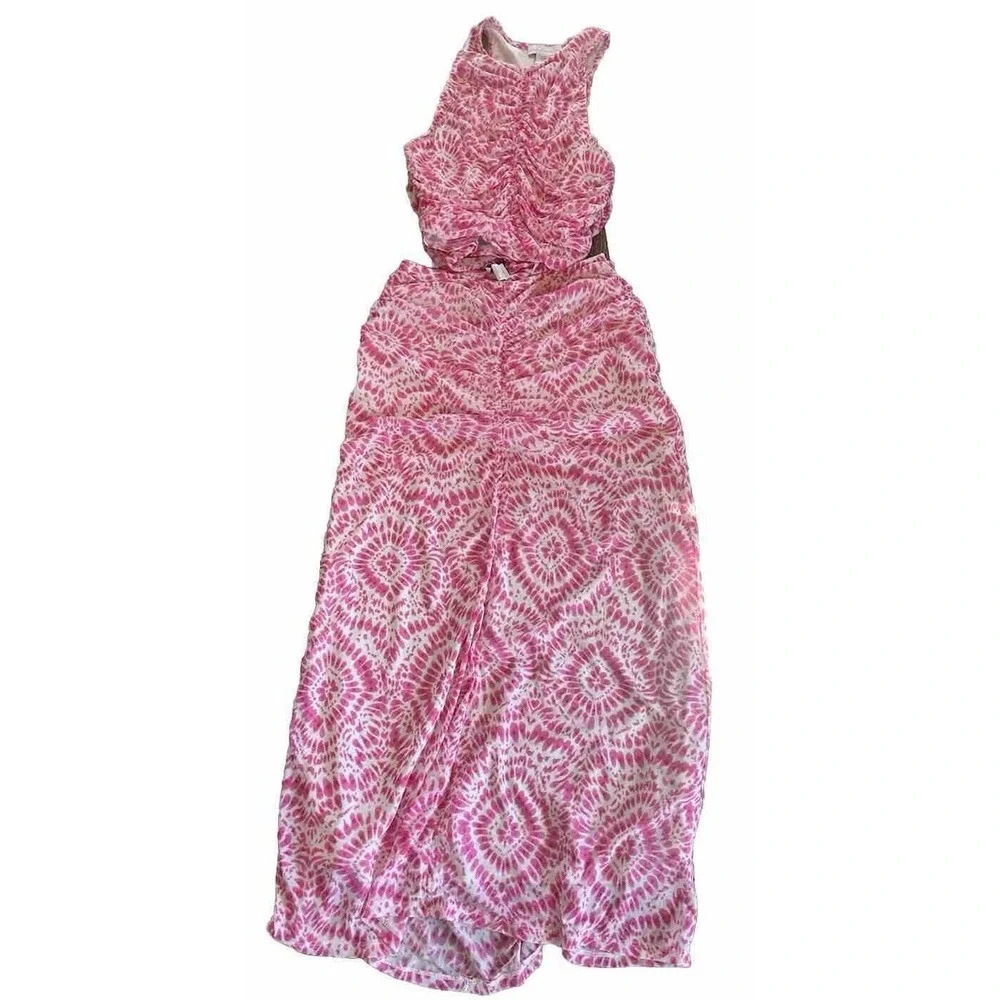 House Of Harlow Women’s 2pc Pink/White Mesh Skirt And Top Set Size M